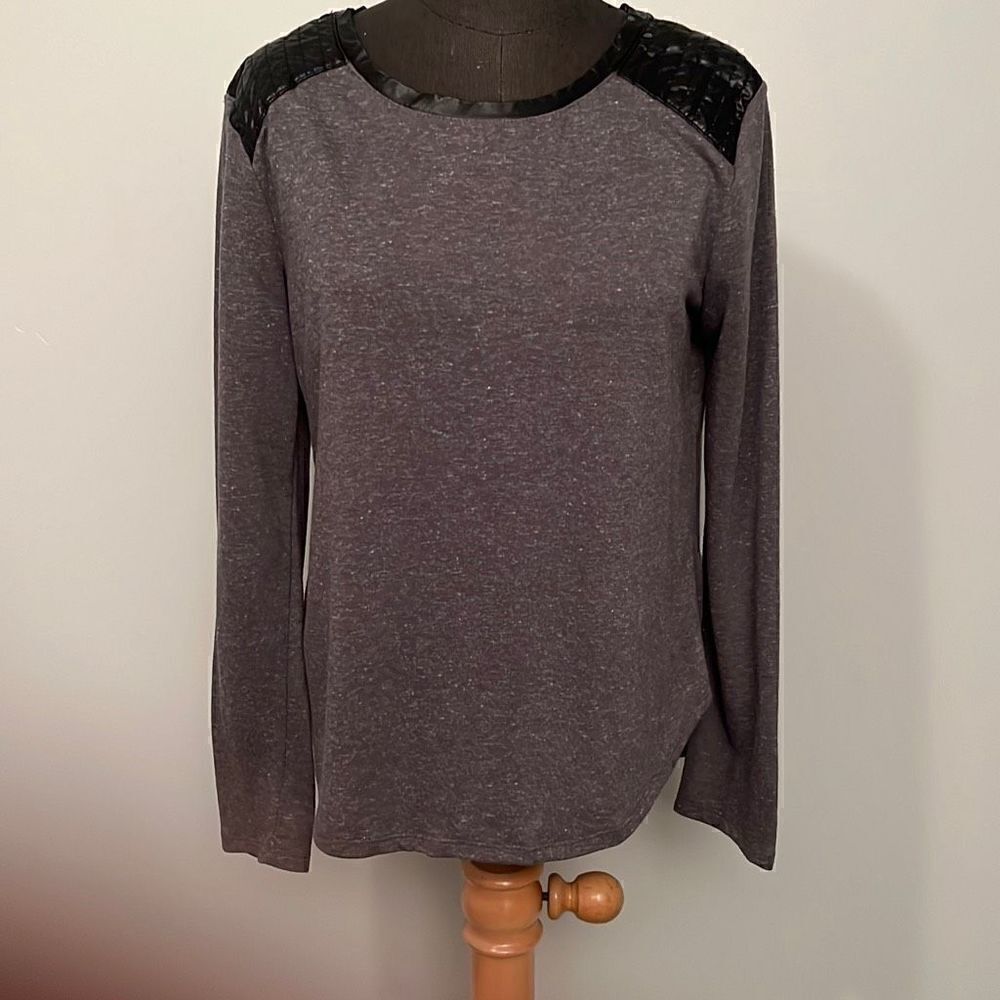 One Clothing Women's Gray Leather Long Sleeve Shirt